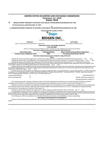 Thumbnail Biogen 10-K Annual Report 2021