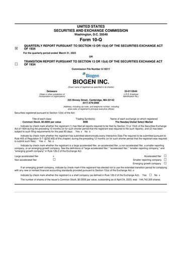 Vorschaubild Biogen 10-Q Quartalsbericht 2023 
