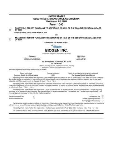 Vorschaubild Biogen 10-Q Quartalsbericht 2024 