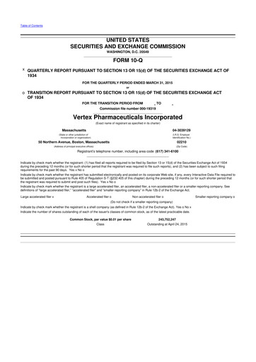 Thumbnail Vertex Pharmaceuticals 10-Q Quarterly Report FY2015 