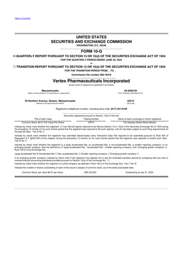 Thumbnail Vertex Pharmaceuticals 10-Q Quarterly Report FY2024 