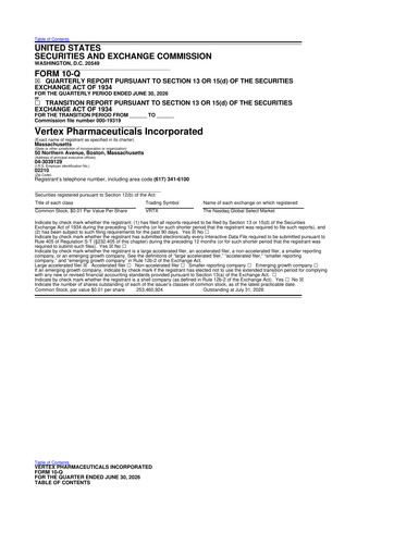 Thumbnail Vertex Pharmaceuticals 10-Q Quarterly Report FY2026 