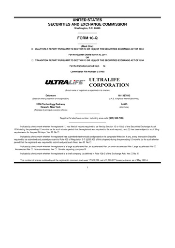 Thumbnail Ultralife Corporation 10-Q Quarterly Report FY2014 