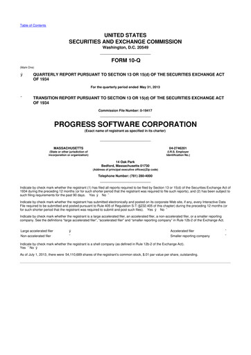 Thumbnail Progress Software
 10-Q Quarterly Report FY2013 