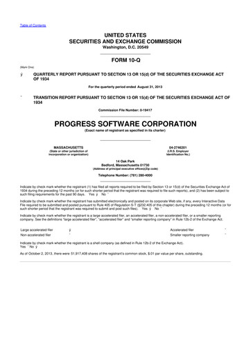 Thumbnail Progress Software
 10-Q Quarterly Report FY2013 