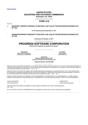 Thumbnail Progress Software
 10-Q Quarterly Report FY2015 