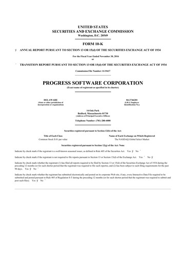 Thumbnail Progress Software
 10-K Annual Report 2016