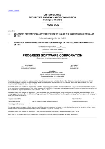 Thumbnail Progress Software
 10-Q Quarterly Report FY2018 
