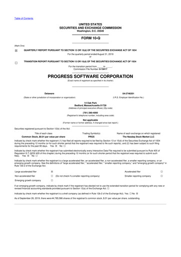 Thumbnail Progress Software
 10-Q Quarterly Report FY2019 