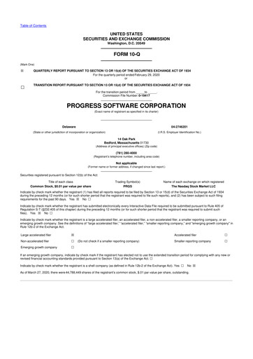 Thumbnail Progress Software
 10-Q Quarterly Report FY2020 