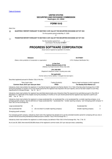 Thumbnail Progress Software
 10-Q Quarterly Report FY2020 