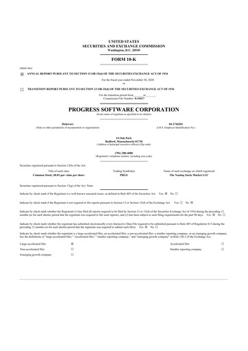 Thumbnail Progress Software
 10-K Annual Report 2020