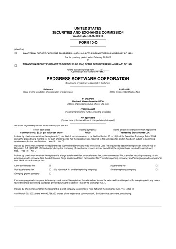 Thumbnail Progress Software
 10-Q Quarterly Report FY2022 