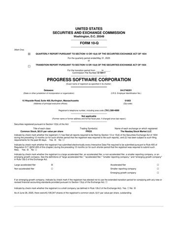 Thumbnail Progress Software
 10-Q Quarterly Report FY2025 