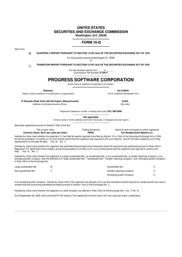 Thumbnail Progress Software
 10-Q Quarterly Report FY2026 Q3
