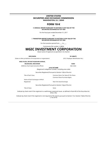 Thumbnail MGIC Investment
 10-K Annual Report 2017