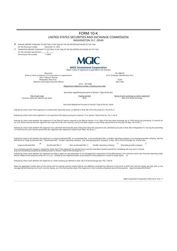 Thumbnail MGIC Investment
 10-K Annual Report 2022