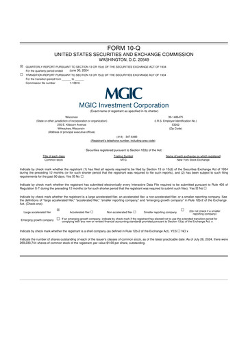 Thumbnail MGIC Investment
 10-Q Quarterly Report FY2024 