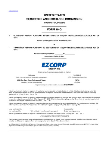 Thumbnail EZCorp 10-Q Quarterly Report FY2016 