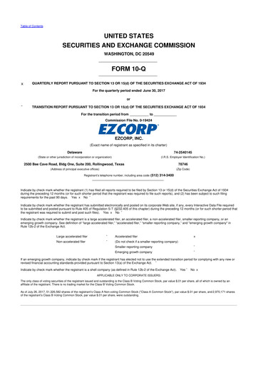 Thumbnail EZCorp 10-Q Quarterly Report FY2017 