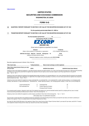 Thumbnail EZCorp 10-Q Quarterly Report FY2020 