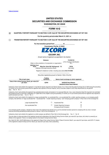 Thumbnail EZCorp 10-Q Quarterly Report FY2021 
