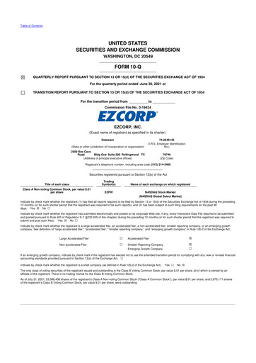 Thumbnail EZCorp 10-Q Quarterly Report FY2021 