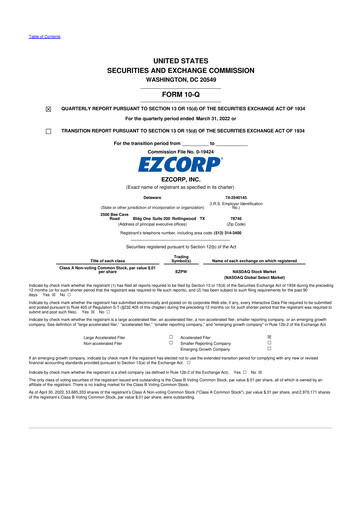Thumbnail EZCorp 10-Q Quarterly Report FY2022 