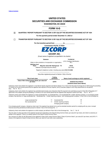 Thumbnail EZCorp 10-Q Quarterly Report FY2024 