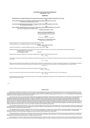 Vorschaubild Magic Software 20-F Jahresbericht 