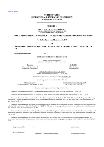 Thumbnail Zebra Technologies 10-K Annual Report 2018