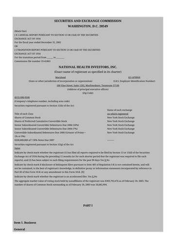 Thumbnail National Health Investors 10-K Annual Report 