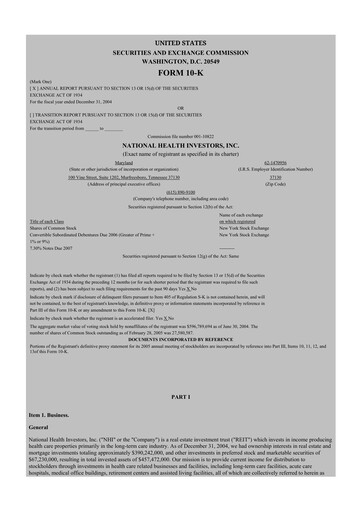 Thumbnail National Health Investors 10-K Annual Report 