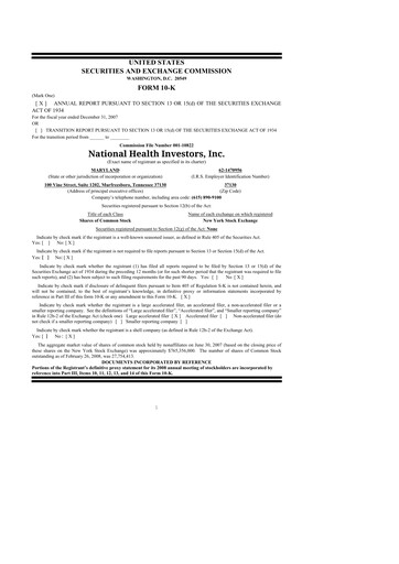 Thumbnail National Health Investors 10-K Annual Report 