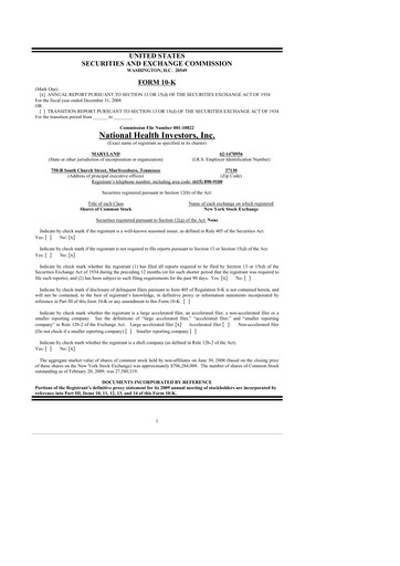 Thumbnail National Health Investors 10-K Annual Report 