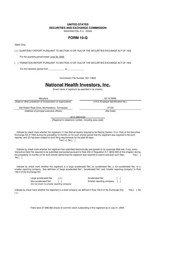 Thumbnail National Health Investors 10-Q Quarterly Report FY 