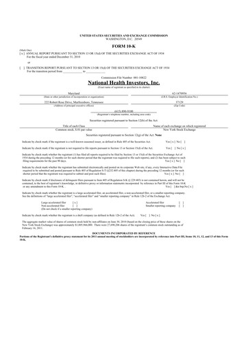 Thumbnail National Health Investors 10-K Annual Report 2010