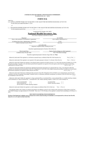 Thumbnail National Health Investors 10-K Annual Report 2011