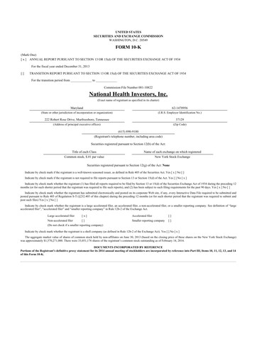 Thumbnail National Health Investors 10-K Annual Report 2013