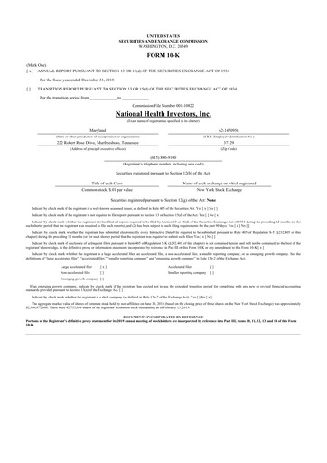 Thumbnail National Health Investors 10-K Annual Report 2018