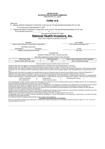 Thumbnail National Health Investors 10-K Annual Report 2025