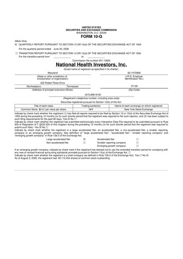 Thumbnail National Health Investors 10-Q Quarterly Report FY2026 