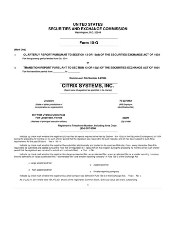 Miniature Citrix Systems 10-Q Rapport trimestriel 2014 