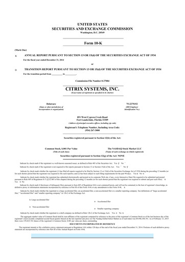 Thumbnail Citrix Systems 10-K Annual Report 2014