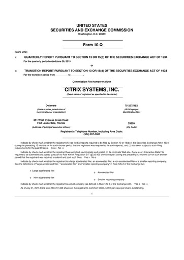 Miniature Citrix Systems 10-Q Rapport trimestriel 2015 