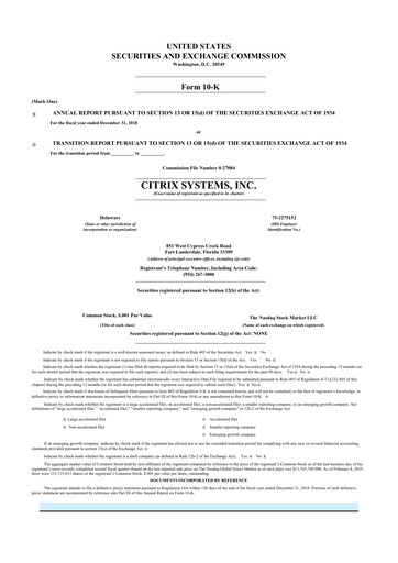 Thumbnail Citrix Systems 10-K Annual Report 2018