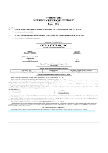 Thumbnail Citrix Systems 10-K Annual Report 2021