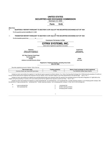 Miniature Citrix Systems 10-Q Rapport trimestriel 2022 