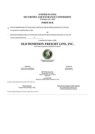 Thumbnail Old Dominion Freight Line
 10-K Annual Report 2014