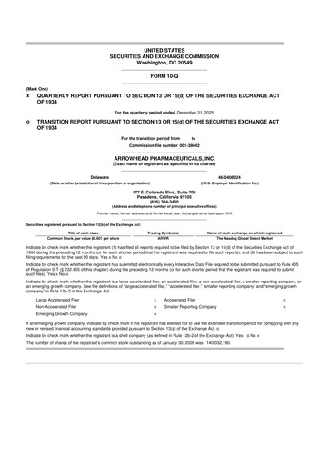 Thumbnail Arrowhead Pharmaceuticals
 10-Q Quarterly Report FY2026 